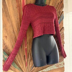 Ronny Kobo mixed knit viscose crop burnt orange Sweater Sz S